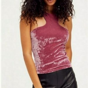 NWOT/ XS Free People velvet halter, high neck tank rose pink